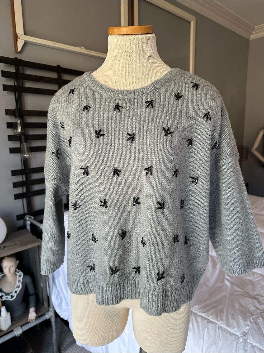 Ann Taylor Embellished Crewneck Sweater size large